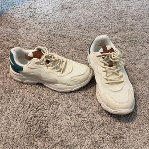 Cream and Teal Sneakers
